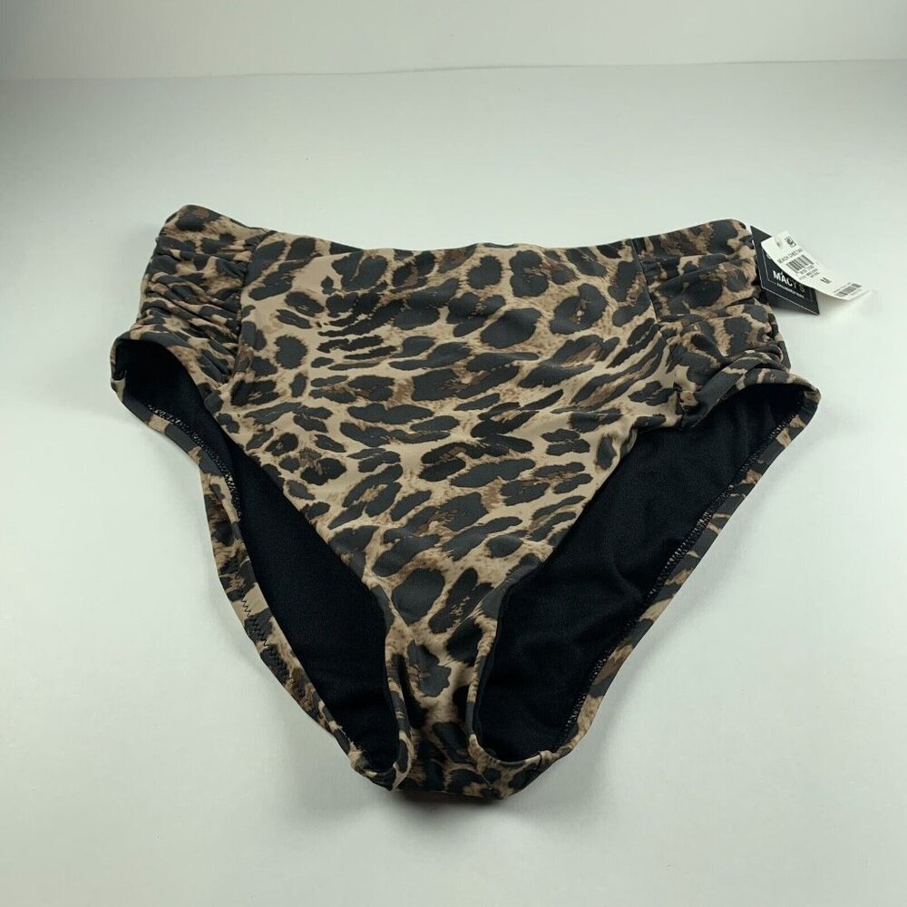 Bar III Beach Cheetah-Print High Waist Full Coverage Swim Bottoms Women's Medium